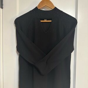 Cable & Gauge Black Knit Sweater with Keyhole Detail